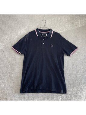 Eden Park Paris Polo Short Sleeve Shirt Off-Black / Pink Men Sz L Preppy Golf